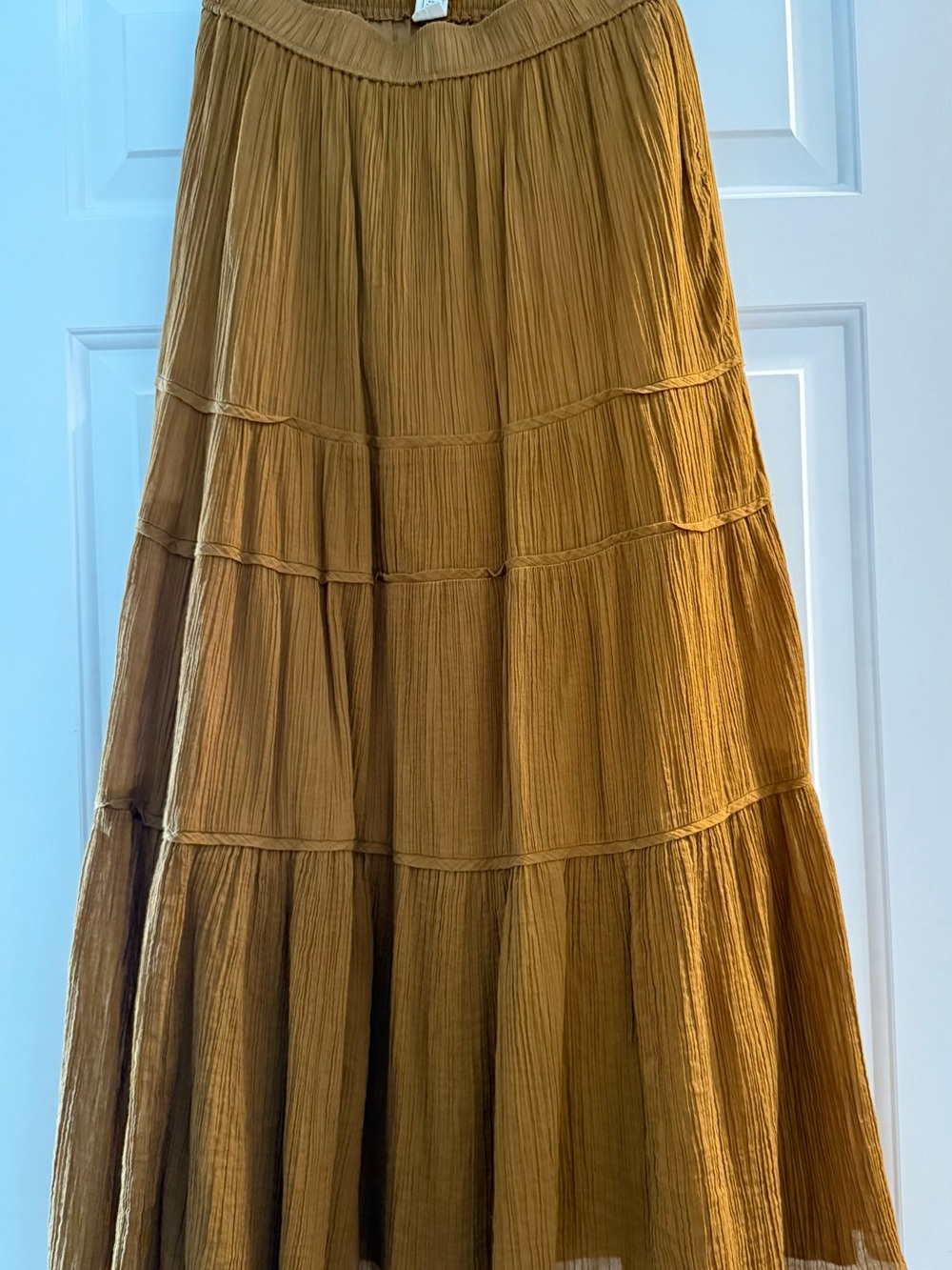 Madewell Mustard Tiered Maxi Skirt
